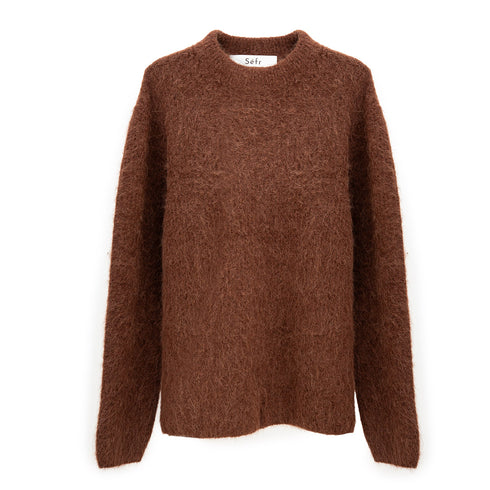 Séfr Haru Sweater Chocolate Brown Alpaca MFW24HARU Degli Uberti